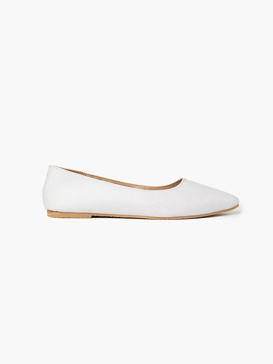 White glitter ballet online flats