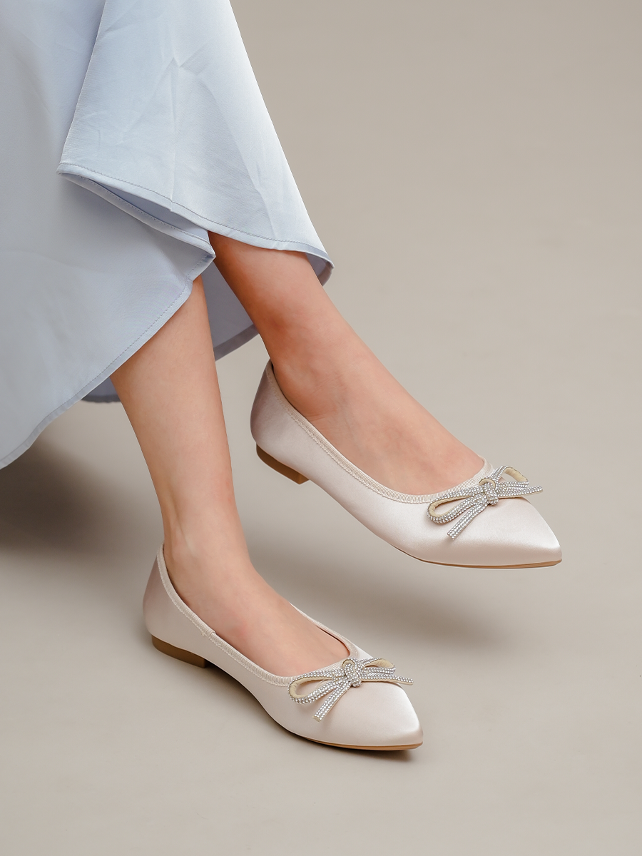 Satin Ribbon Ballerina Flats