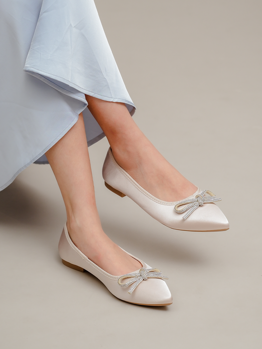 Satin Ribbon Ballerina Flats