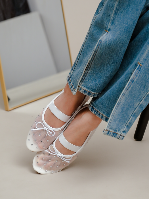 Glitter Mesh Ballerina Flats