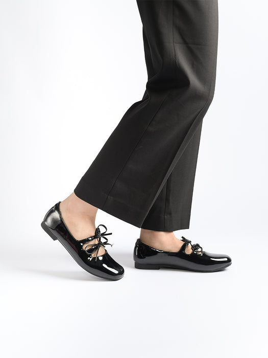 Clara Glossy Ribbon Flats