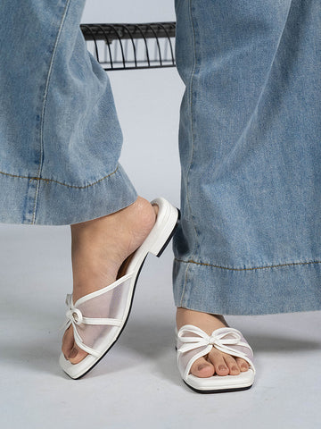 Ruffy Ribbon Mesh Sandals