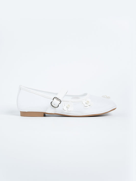 Flower Mesh Ballerina Flats