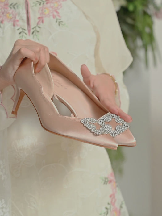 Inara Satin Rhinestone Heels